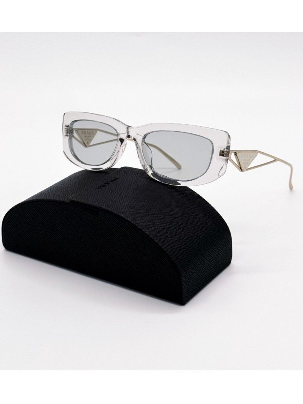 New Prada PR14YS Sunglasses Clear Gray PR 14YS 12R50K